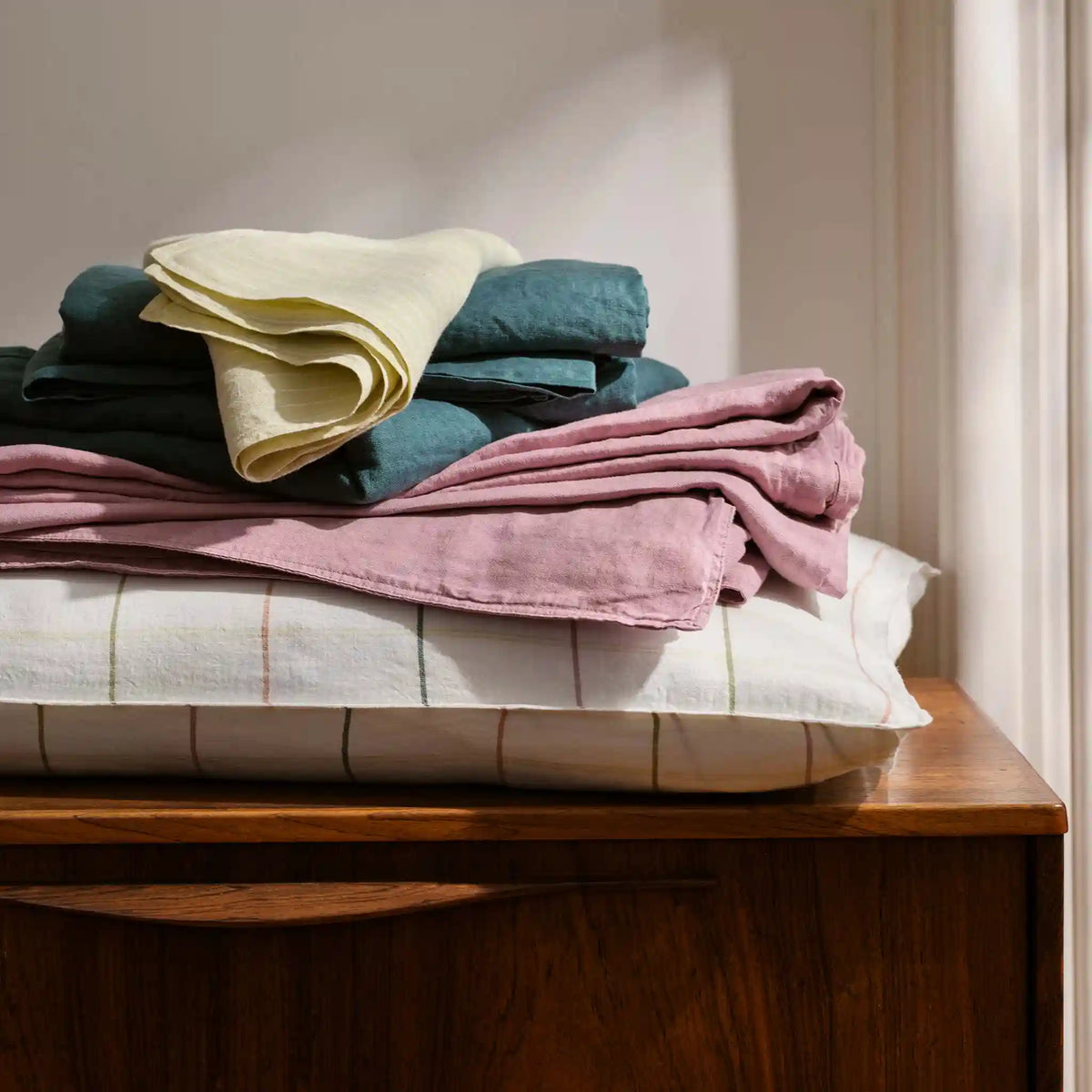 Set of 2 Washed European Linen Core Sheet Set Bundle