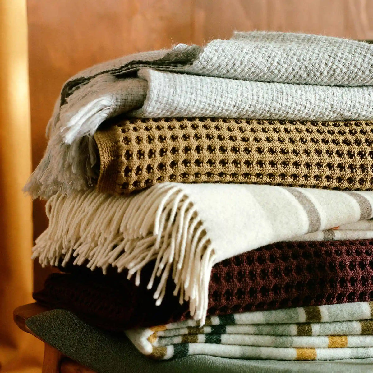 Striped Lambswool Throw Blanket